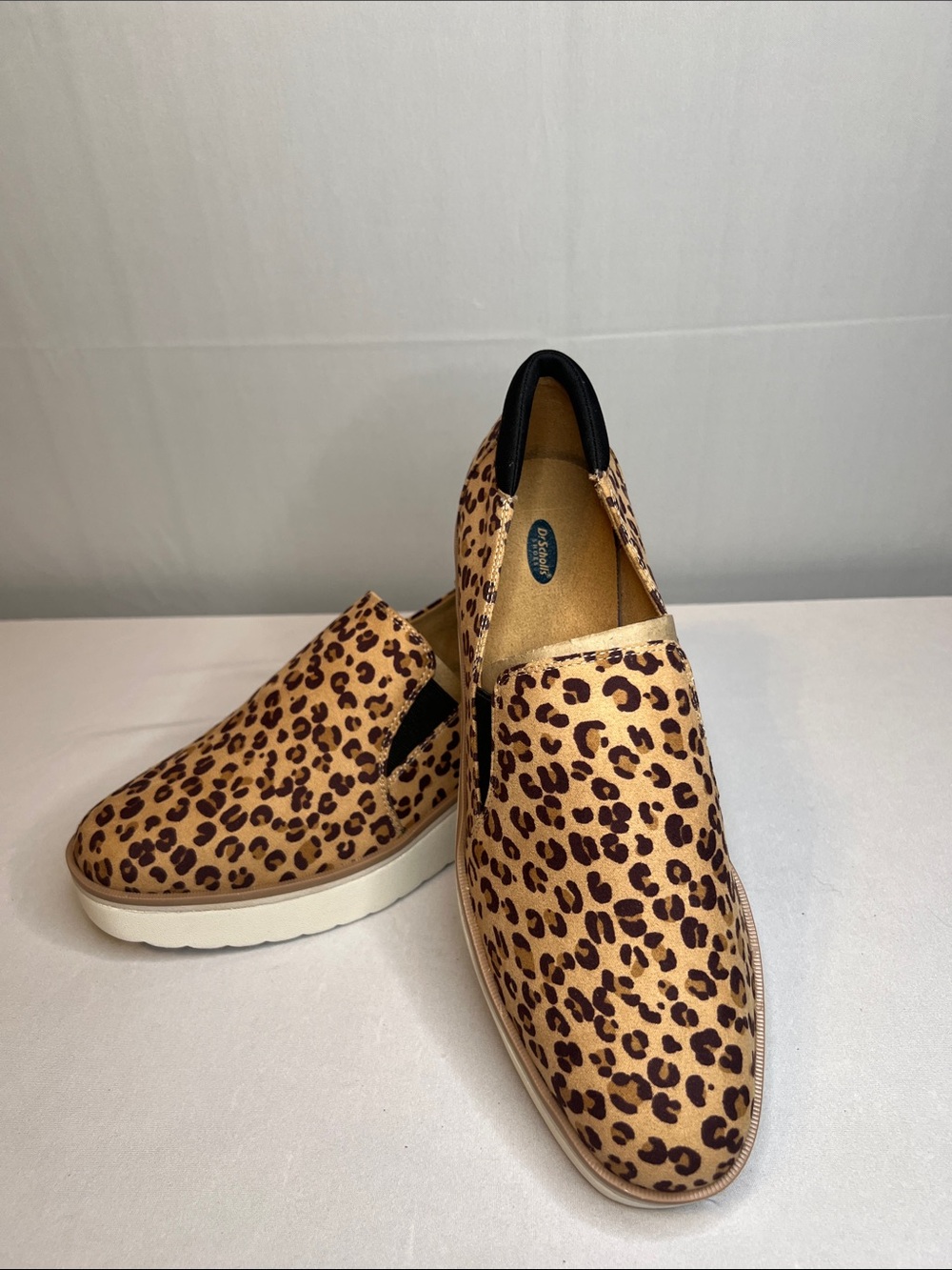 Dr. Scholl's Leopard Print Slip-On Platform Sneakers - Tan/Black/White Size 8.5M